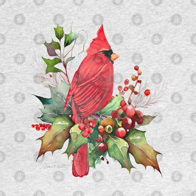 Cardinal Christmas on Shiplap A by Jean Plout Designs